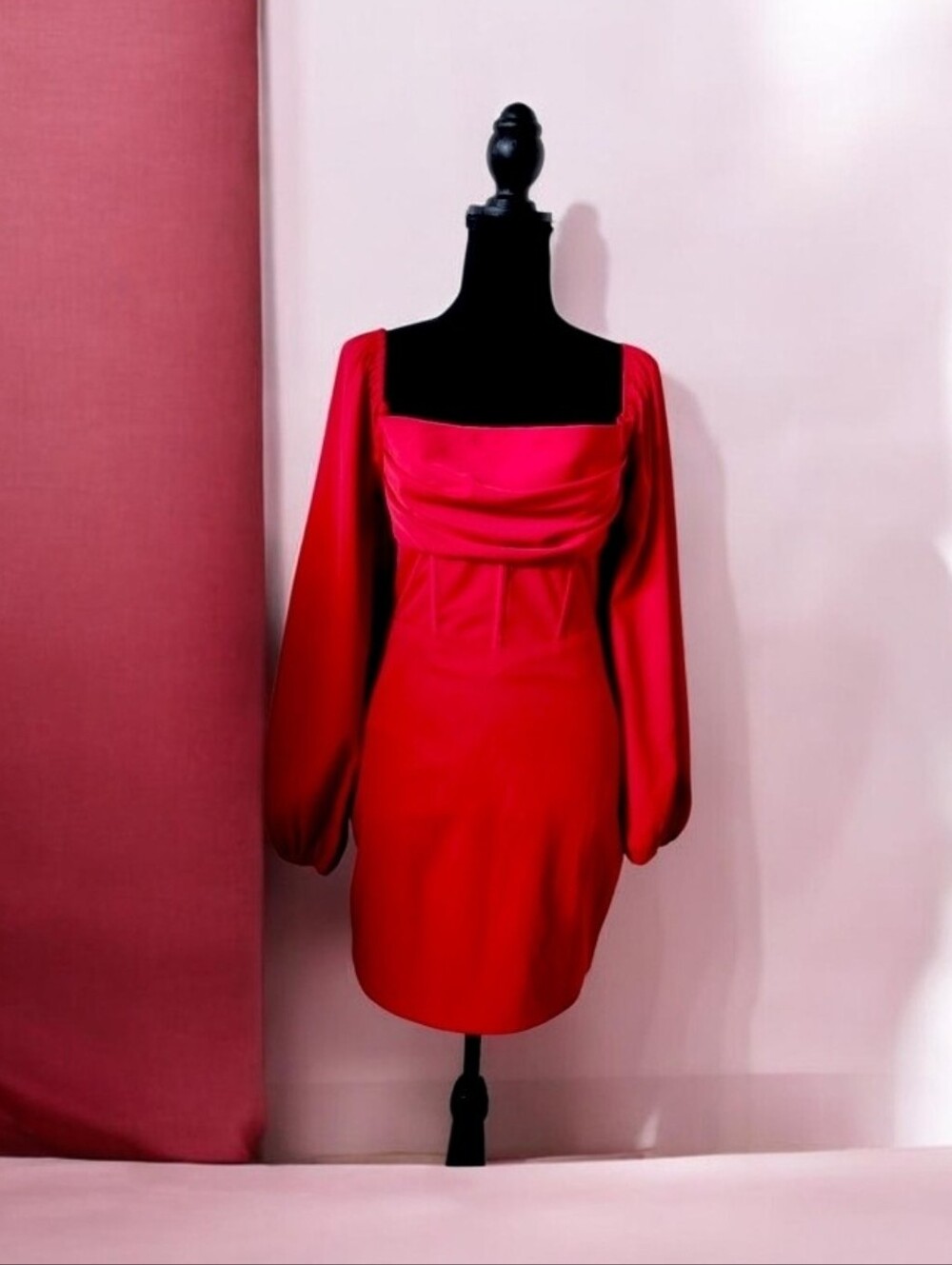 Princess Polly Elegant Red Long-Sleeve Mini Dress